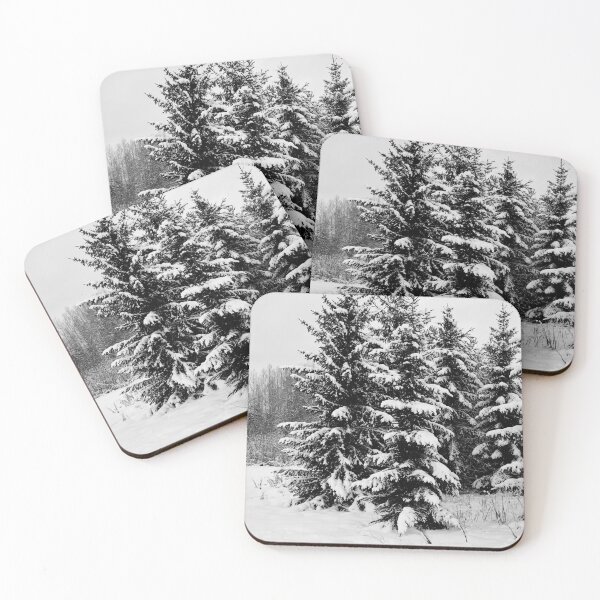 Item preview, Christmas trees covered with snow bw designed and sold by Jouko Lehto Photography.