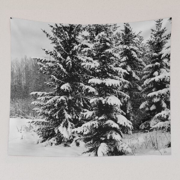 Item preview, Christmas trees covered with snow bw designed and sold by Jouko Lehto Photography.