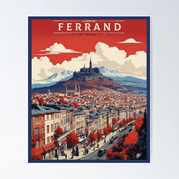 Aperçu de l'œuvre Clermont Ferrand France Affiche Vintage Tourisme créée et vendue par TravelersGems.