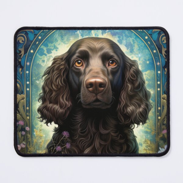 Item preview, American Water Spaniel dog art in retro vintage style with flowers designed and sold by WallyPink.