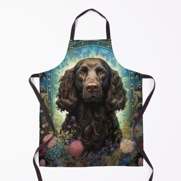 Item preview, American Water Spaniel dog art in retro vintage style with flowers designed and sold by WallyPink.