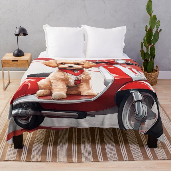 Item preview, Cute Cavapoo Dog on a Red and White Scooter designed and sold by inspire-gifts.