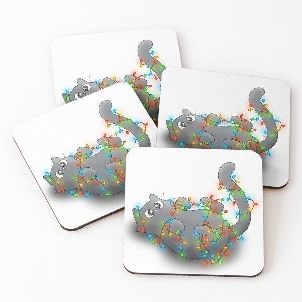 Item preview, Cat in Christmas Lights designed and sold by sadfrogcreates.