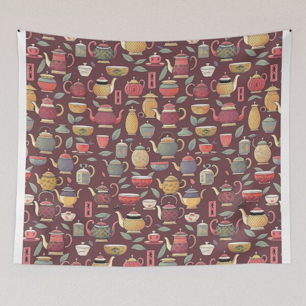 Item preview,  Tea time Japanese relax red bordeaux designed and sold by Alessandro Remo Mazzoni Remotextiles.