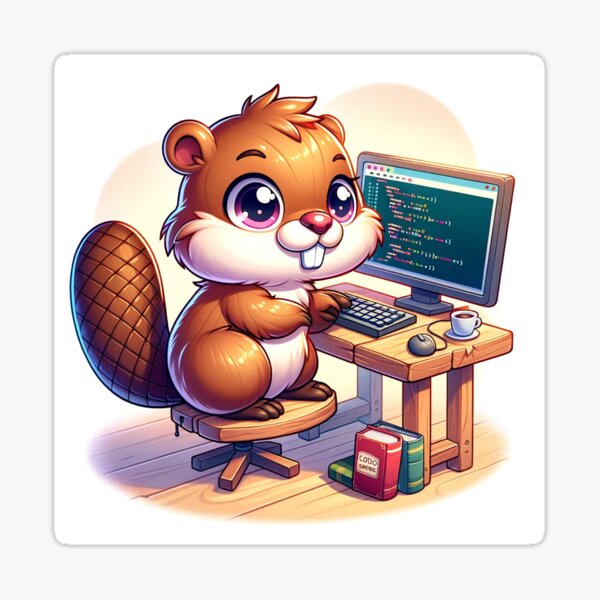 Beaver Learning How to Code Sticker