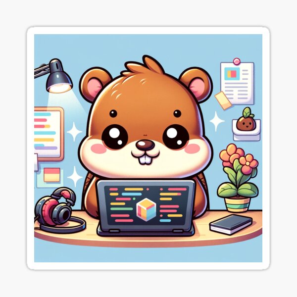 Coding beaver hard at work Sticker