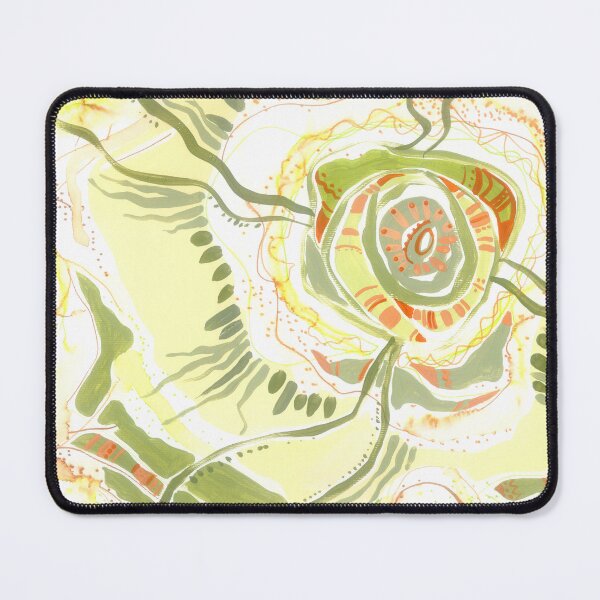 Item preview, Abstract green flower, Botany art, light yellow sun designed and sold by irusca_ artworks.