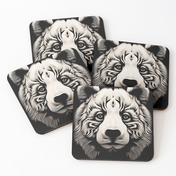 Item preview, Abstract Op Art Bear Canvas - A Modern Wilderness designed and sold by Moisky Art.