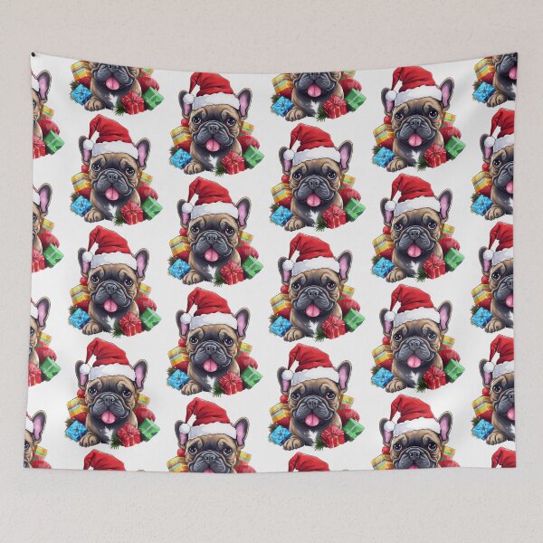 Item preview, French Bulldog by a joyful Santa atmosphere and a hat  designed and sold by Catrisz.