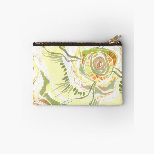 Item preview, Abstract green flower, Botany art, light yellow sun designed and sold by irusca_ artworks.