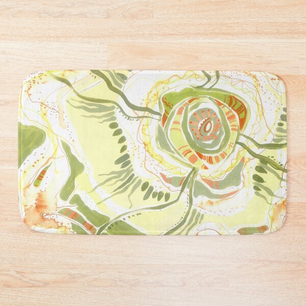 Item preview, Abstract green flower, Botany art, light yellow sun designed and sold by irusca_ artworks.