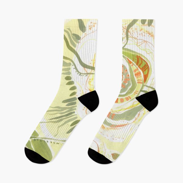 Item preview, Abstract green flower, Botany art, light yellow sun designed and sold by irusca_ artworks.