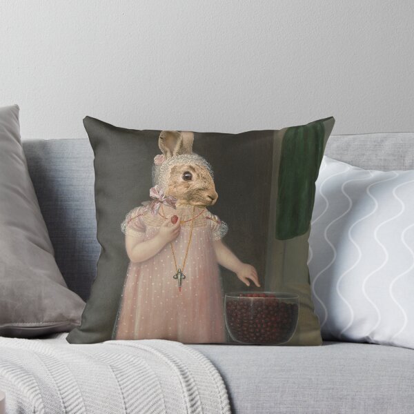 Item preview, Little Easter Bunny in Pink With a Goblet Filled With Strawberries  designed and sold by GrayHareCards.