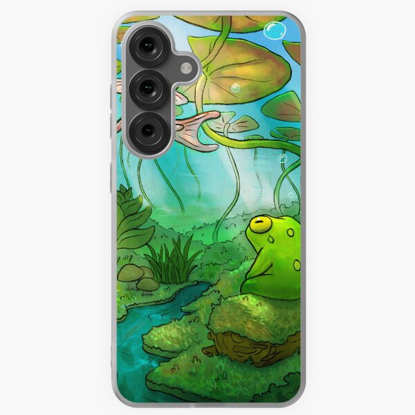 Item preview, peaceful underwater lilypads with frog and koi fish art designed and sold by DingHuArt.