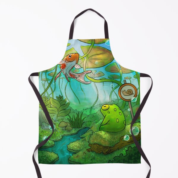 Item preview, peaceful underwater lilypads with frog and koi fish art designed and sold by DingHuArt.