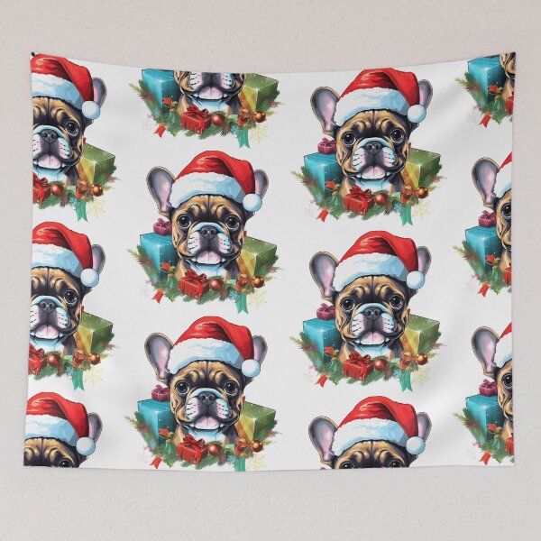 Item preview, Copy of French Bulldog by a joyful Santa atmosphere and a hat  designed and sold by Catrisz.