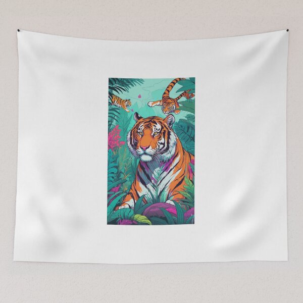 Item preview, Mystical Tiger in Vibrant Forest |||| designed and sold by Its-a-me-Marco.