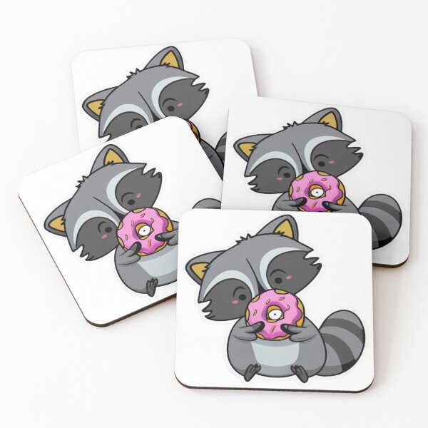 Item preview, raccoon eating donut designed and sold by TranquilTrinket.