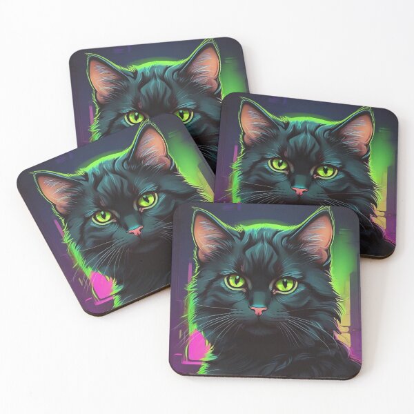 Item preview, neon black cat designed and sold by baspettersen.