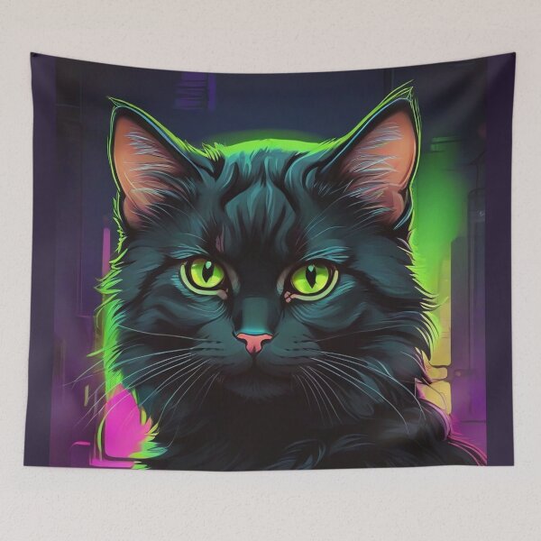 Item preview, neon black cat designed and sold by baspettersen.