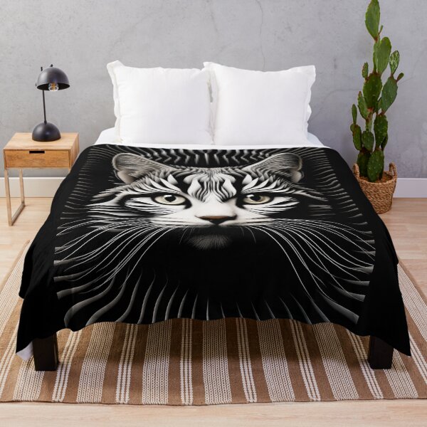 Item preview, Abstract Op Art Cat Canvas - Modern Feline Elegance designed and sold by Moisky Art.