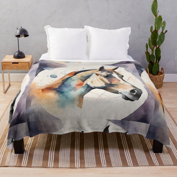 Item preview, Horse head in watercolor with angular graphic pattern designed and sold by kreativeadern.