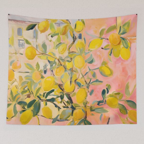 Item preview, Yellow Lemon Tree Boho Pink Citrus designed and sold by trajeado14.