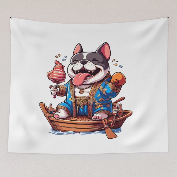 Item preview, the Papa bull dog eat BBQ travel on the boat designed and sold by olopaw.
