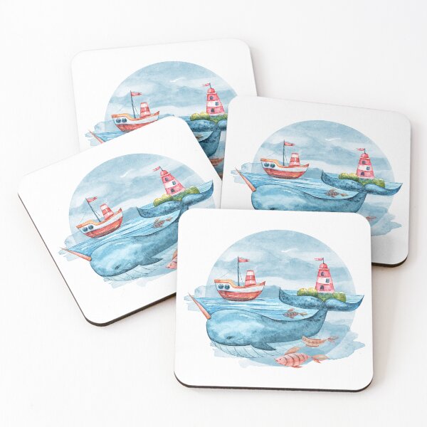 Item preview, Playful Whales in Pastels: Charming Watercolor Art designed and sold by mushizaman.