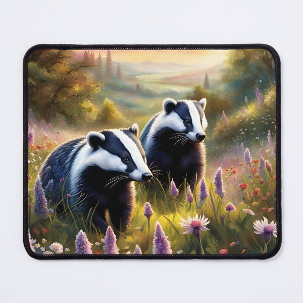 Item preview, Beautiful badgers in a wildflower meadow. designed and sold by Zen-Hues.