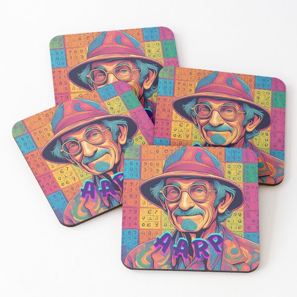 Item preview, Aarp Senior man in hat with beard on sudoku background designed and sold by SweetRossel.
