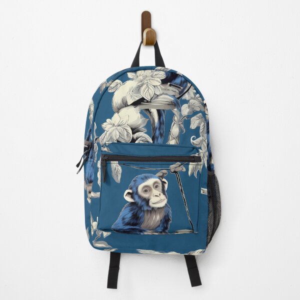 Item preview, Vintage Monkeys - Seamless Pattern in Blue Background designed and sold by KertuCreates.