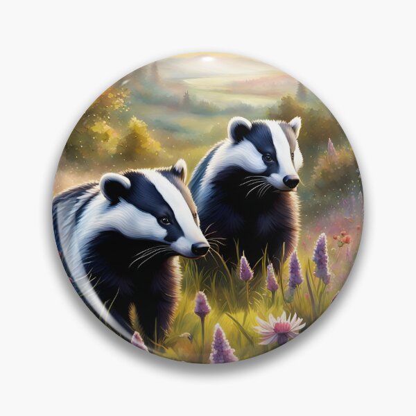Item preview, Beautiful badgers in a wildflower meadow. designed and sold by Zen-Hues.