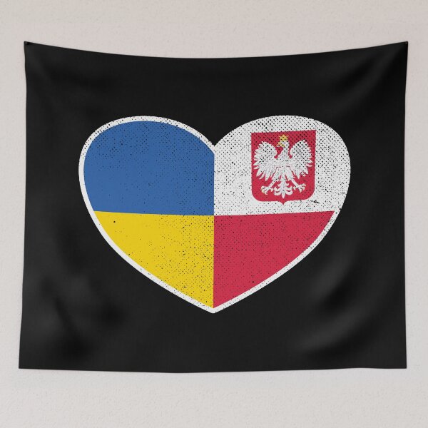 Item preview, Ukraine Ukrainian Poland Polish Heart Love Flag designed and sold by FlagX.