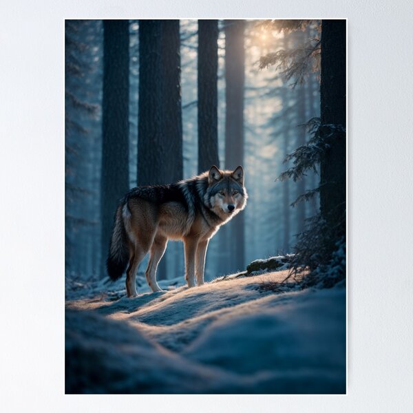 Artikelvorschau, Mystischer Wolf im mondbeschienenen Wald entworfen und verkauft von Enchanting Art Vista.