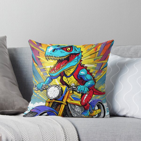 Item preview, Happy angry T-Rex on a scrambler designed and sold by BADESIGNZZ.