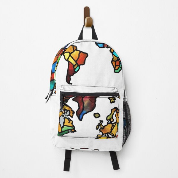 Item preview, colorful stained glass with world map designed and sold by GroonSpace.