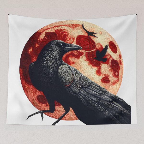 Item preview, In the Shadow of Nobility: Raven Standing Before the Crimson Moon designed and sold by HAKAN YILDIRIM.