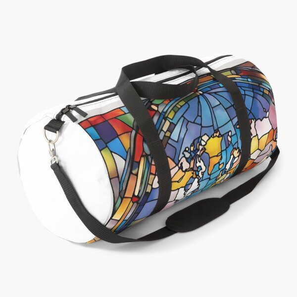 Item preview, colorful stained glass with world map  designed and sold by GroonSpace.