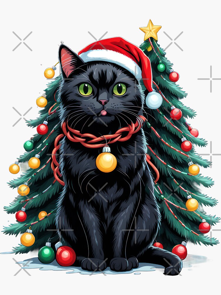 Cats Christmas Tree Meow Kitten Kitty Tree Lights Star Xmas T-Shirt