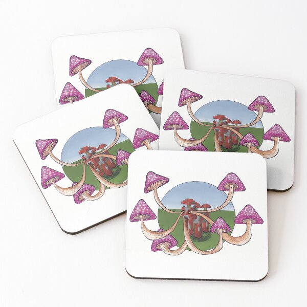 Item preview, Psychedelic Purple, White and Brown Mushrooms coming out of Minecraft Mooshroom designed and sold by RedKite-.