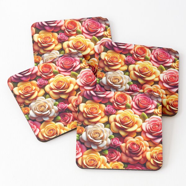 Aperçu de l'œuvre Vibrance estivale : Tapisserie de roses 3D en pleine floraison créée et vendue par KNAA.