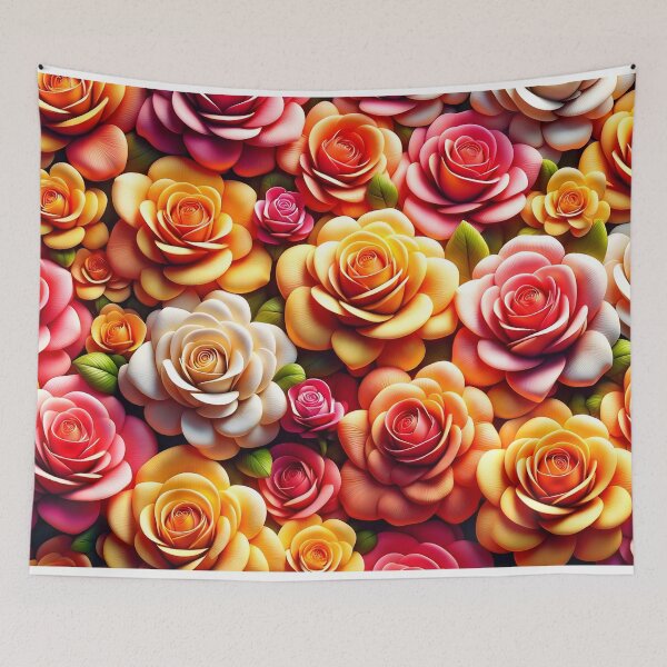 Item preview, Summer Vibrance: Full-Bloom 3D Roses Tapestry designed and sold by KNAA.