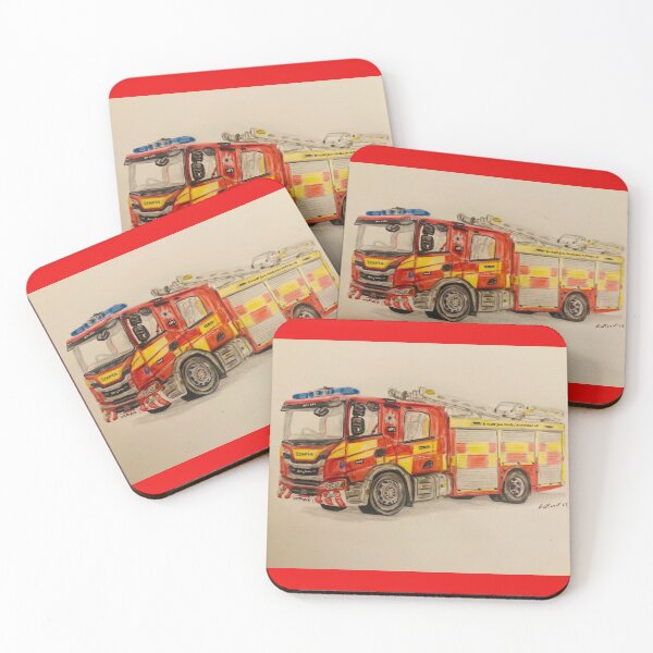 Item preview, Dorset & Wiltshire Fire truck prints designed and sold by Truck drawing art.