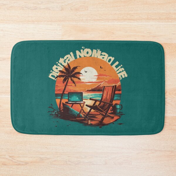 Item preview, Sunset Workstation Beach Scene for Digital Nomads designed and sold by Sir Meow Meow.