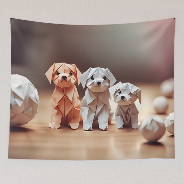 Item preview, Origami Art - Pawsitively Adorable Trio: Three Cute Puppies Stealing Hearts! designed and sold by ArtfulFolds.