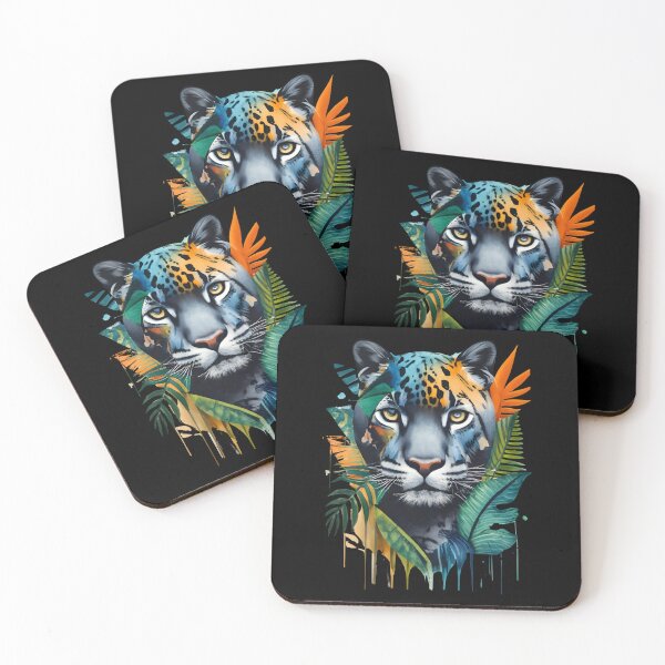Item preview, Head of a panther with leaves watercolor designed and sold by Ann Miu Deluxe.