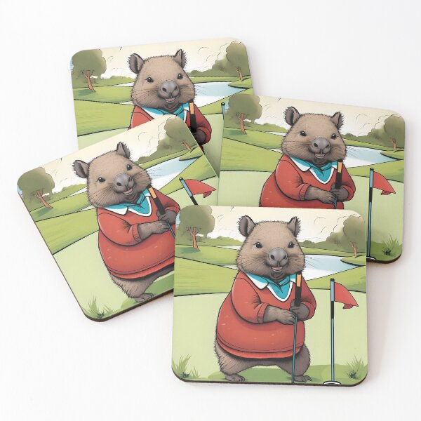 Artikelvorschau, Golf-Wombat im Illustrationsstil entworfen und verkauft von WildLadyWood.