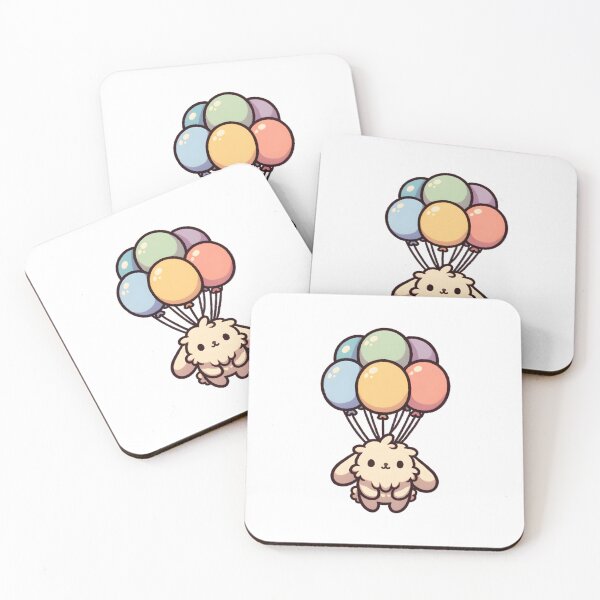 Item preview, Rabbit Floating with Colorful Balloons designed and sold by UmbrellaStudio1.