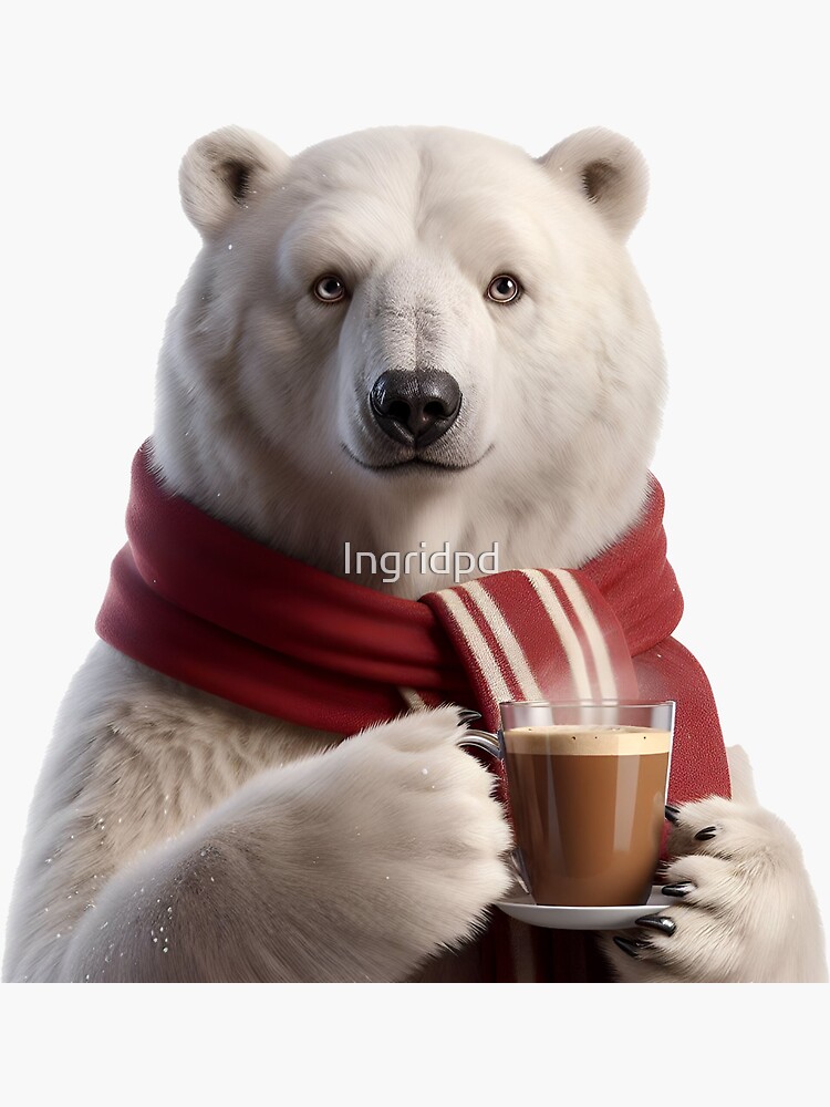 Polar Bear Drinking Soda | Vinyl Sticker Polar Bear Drinking Soda | Vinyl Sticker
